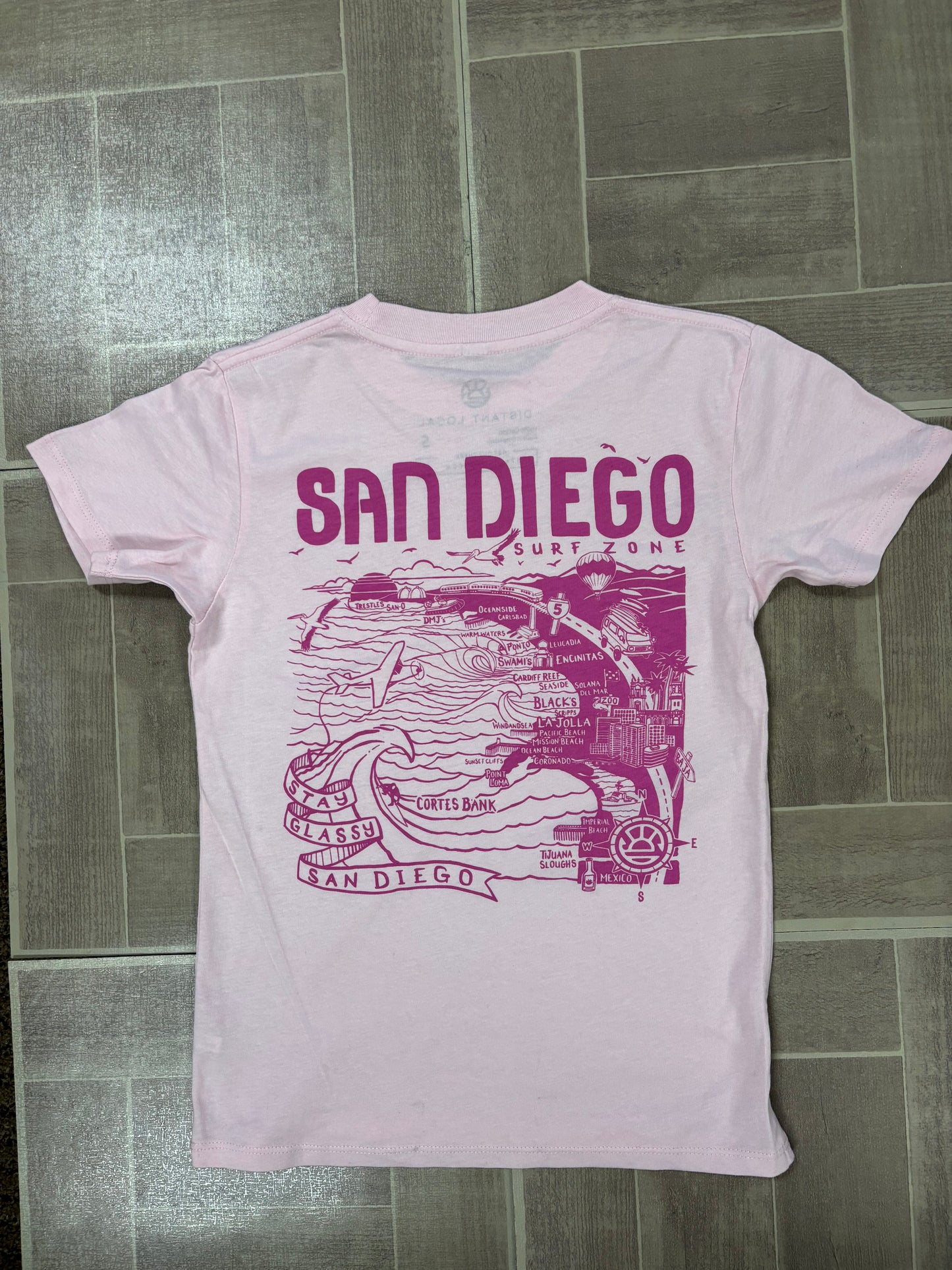 South Coast Youth SD Map Tee Pink