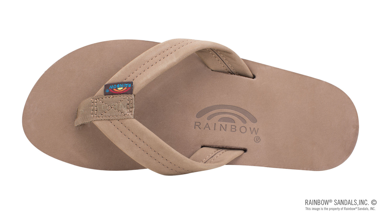 Rainbows Men's Single Layer Premier Leather with Arch Support 1" Strap Dark Brown