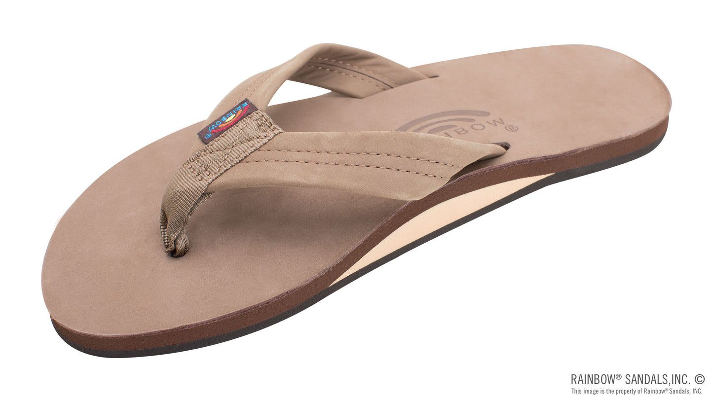 Rainbows Men's Single Layer Premier Leather with Arch Support 1" Strap Dark Brown
