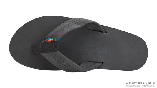 Rainbows Men's Single Layer Premier Leather with Arch Support 1" Strap Premier Black