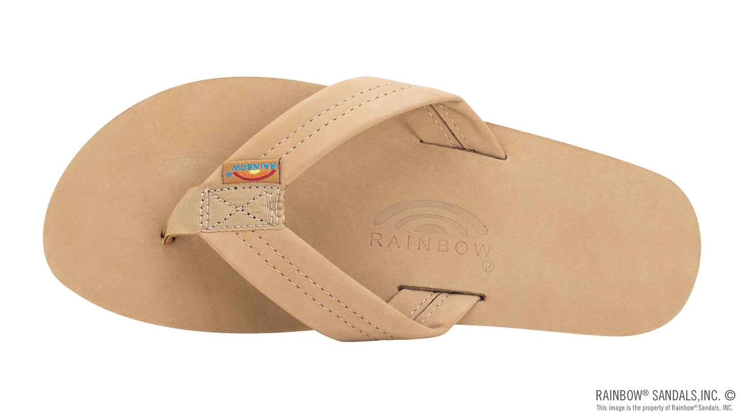 Rainbows Men's Single Layer Premier Leather with Arch Support 1" Strap Sierra Brown