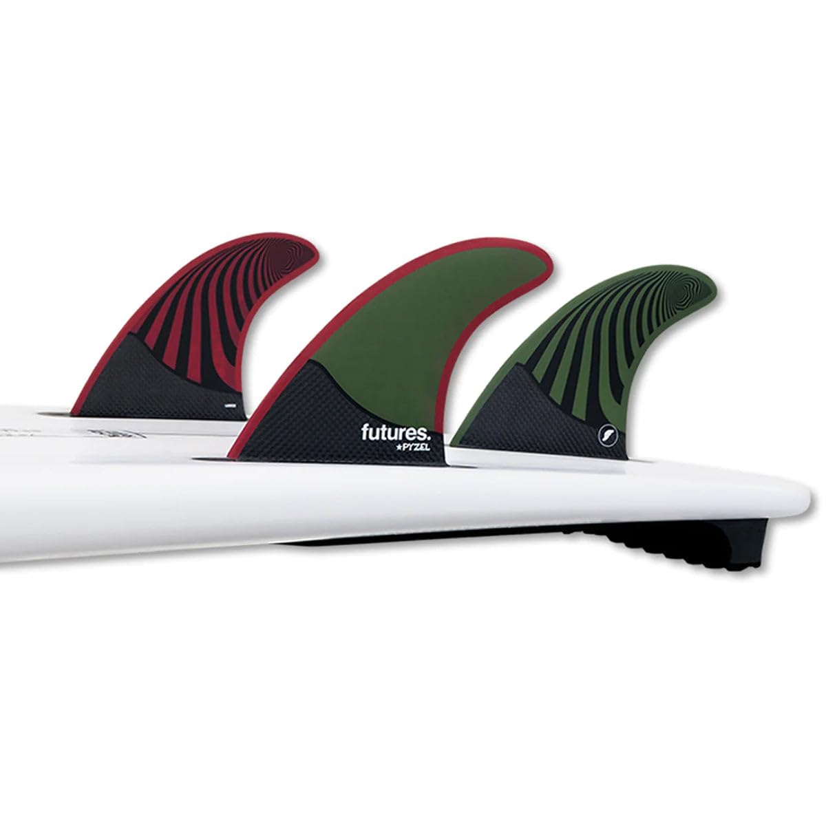 Future Fins Pyzel Honeycomb-Carbon Thruster Fin Set Green-Red M