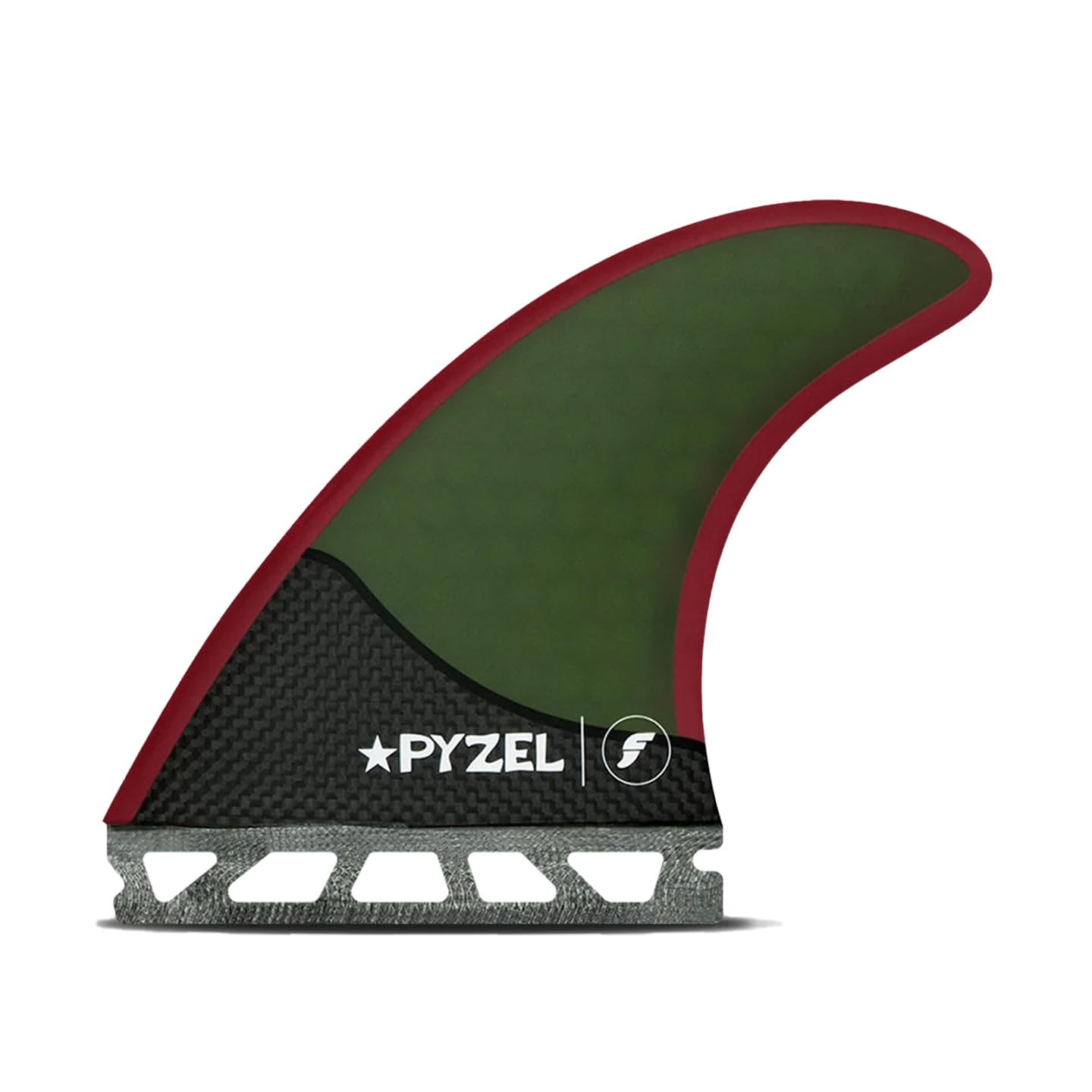 Future Fins Pyzel Honeycomb-Carbon Thruster Fin Set Green-Red M