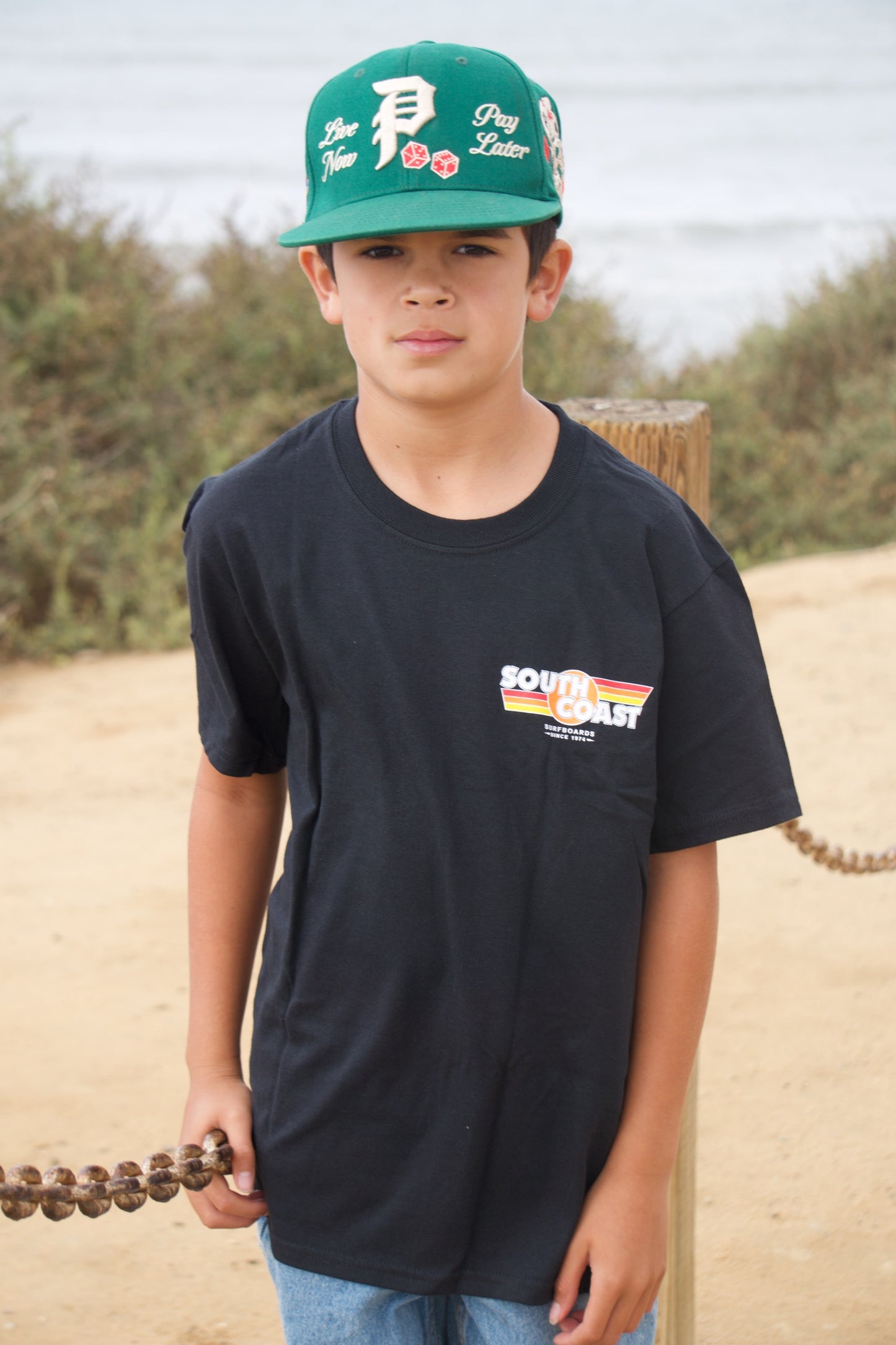 South Coast Youth Retro Flag Tee Black