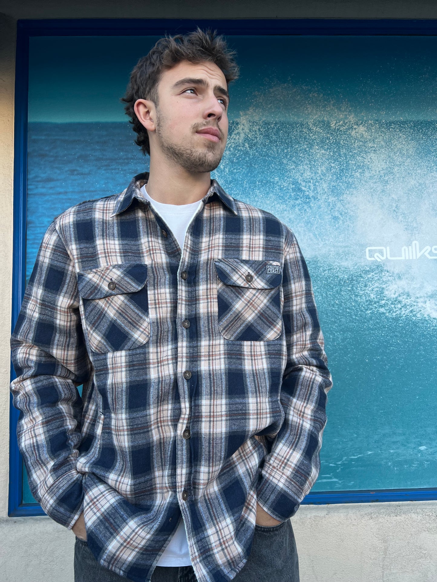 South Coast Sherpa Flannel Cream/Navy