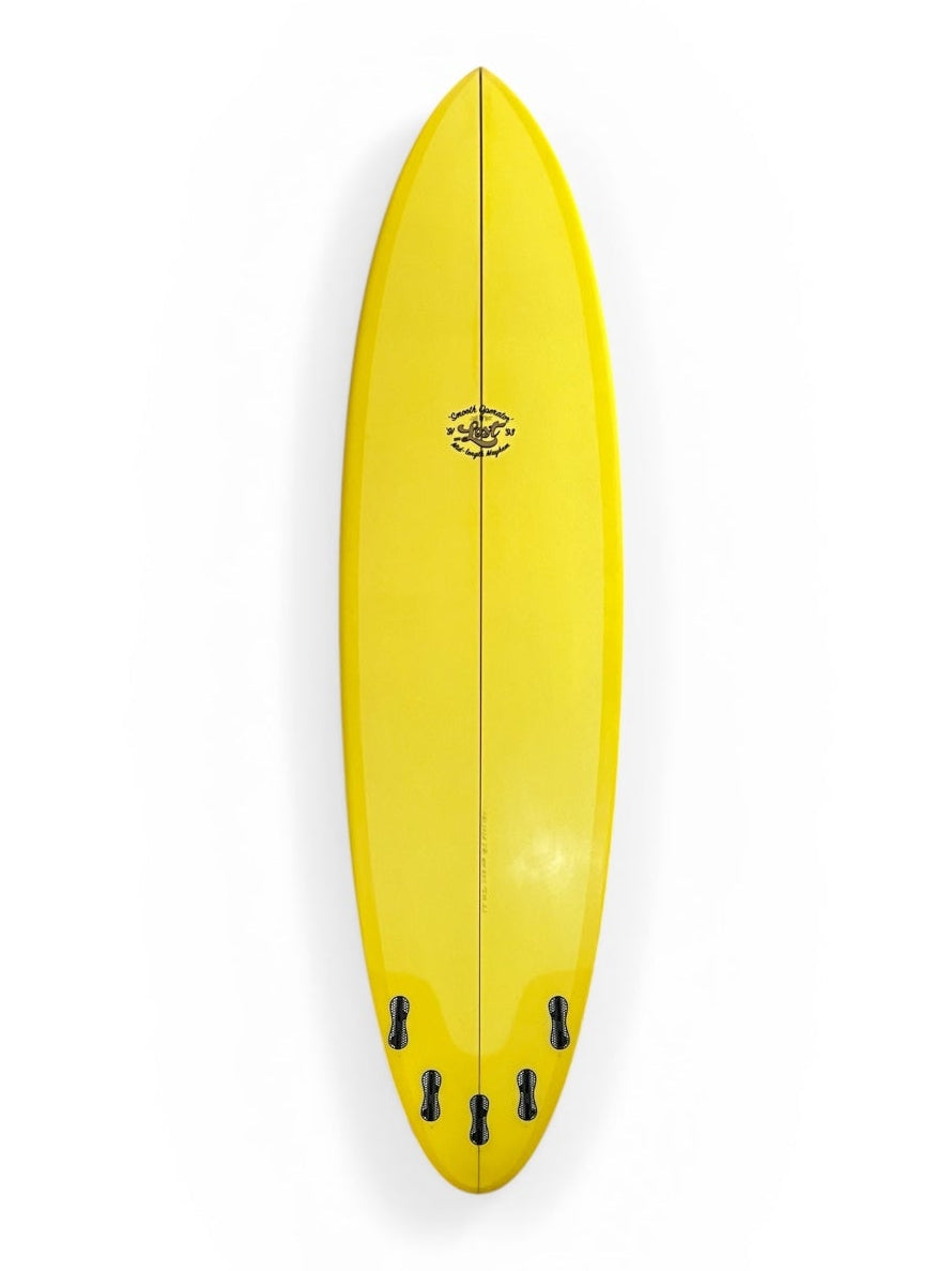 Yellow surfboard on a white background