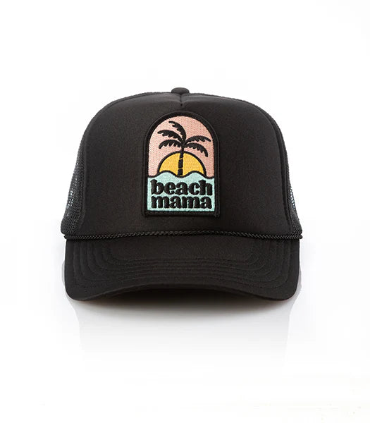 Local Beach Beach Mama Patch Trucker Hat Black