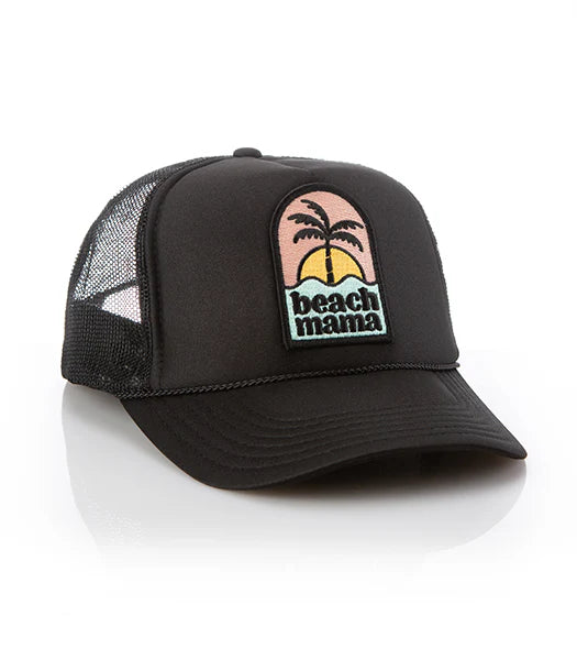Local Beach Beach Mama Patch Trucker Hat Black