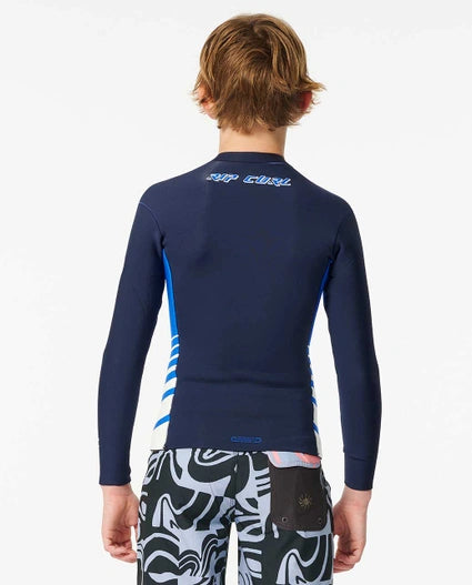 Rip Curl Boy's Dawn Patrol Long Sleeve 1.5mm Front Zip Wetsuit Jacket Navy