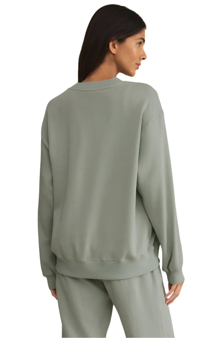 Z Supply Coastal Classic Boyfriend Sweatshirt Sage Green