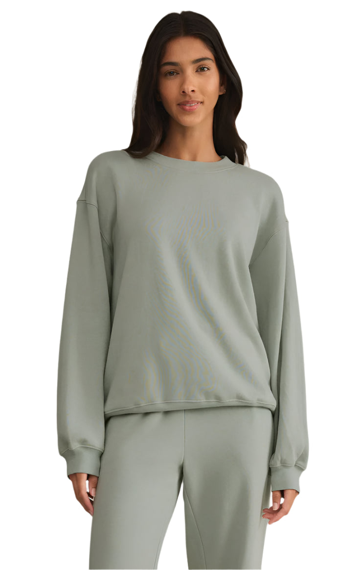 Z Supply Coastal Classic Boyfriend Sweatshirt Sage Green