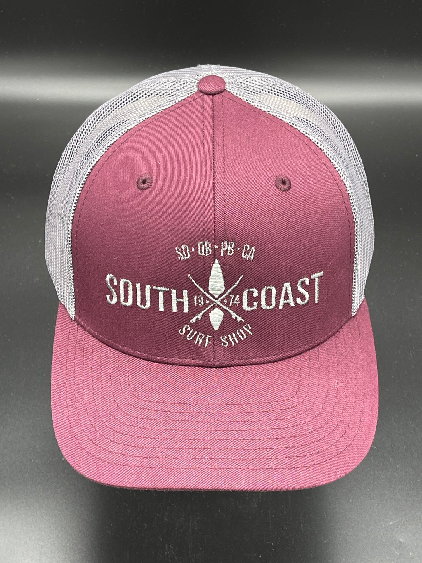 South Coast Adult Cross Logo Trucker Burgundy-Charcoal