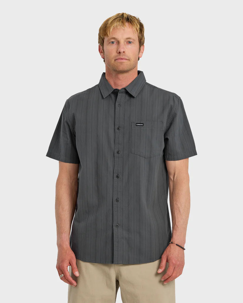 Quiksilver Dobby Stripe Classic Short Sleeve Shirt Iron Gate