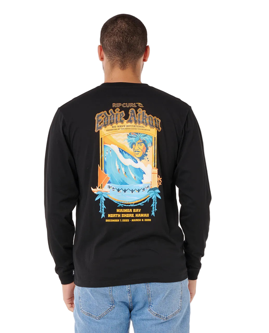 Rip Curl Eddie Would Go Poster Art Tee Long Sleeve Black