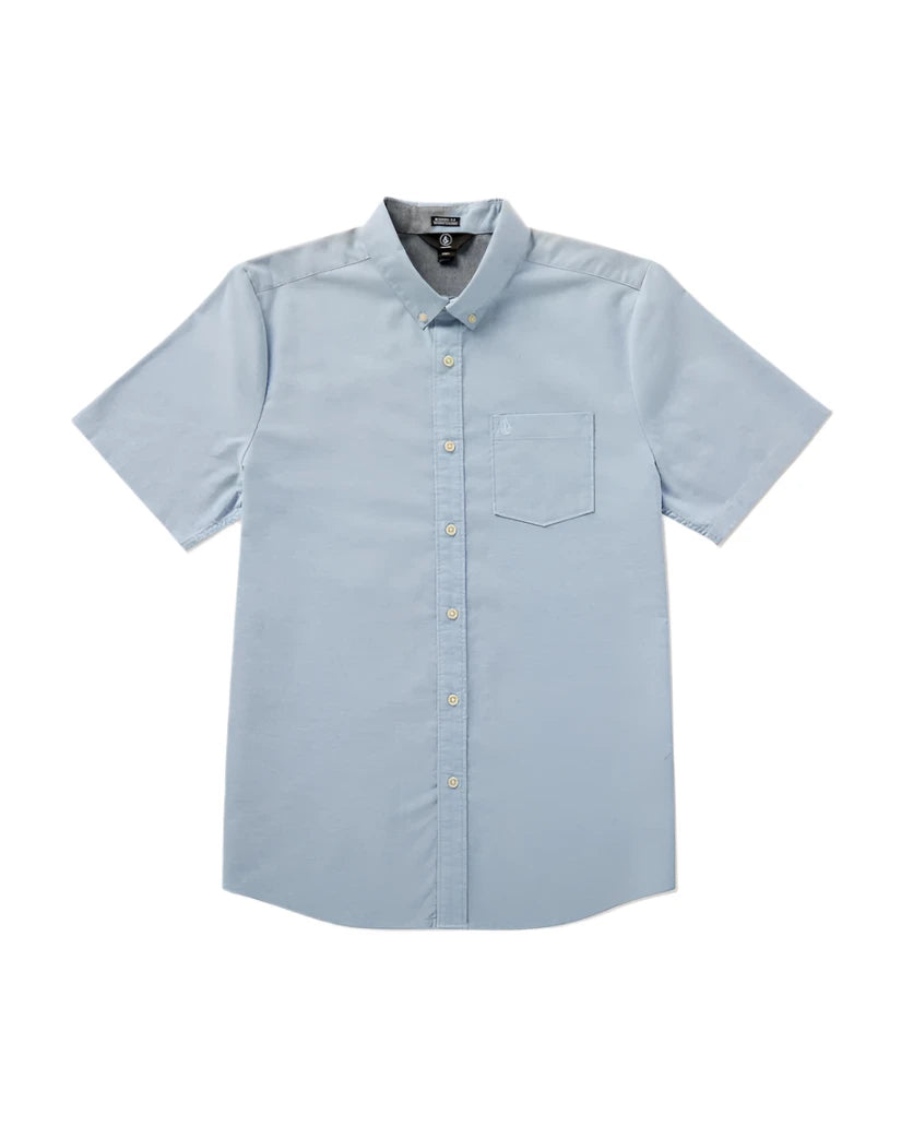 Volcom Men's Everett Oxford Short Sleeve Shirt Wrecked Indigo