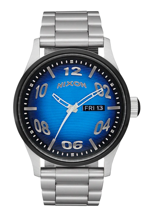 Nixon Sentry Stainless Steel Watch Fisheye / Silver / Polar Blue