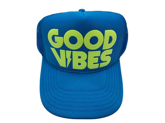 Local Beach Good Vibes Hat Neon Blue