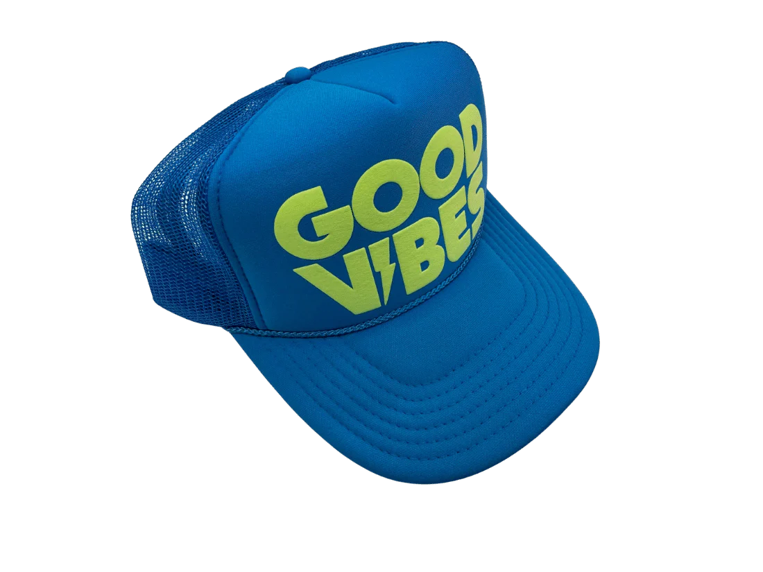 Local Beach Good Vibes Hat Neon Blue