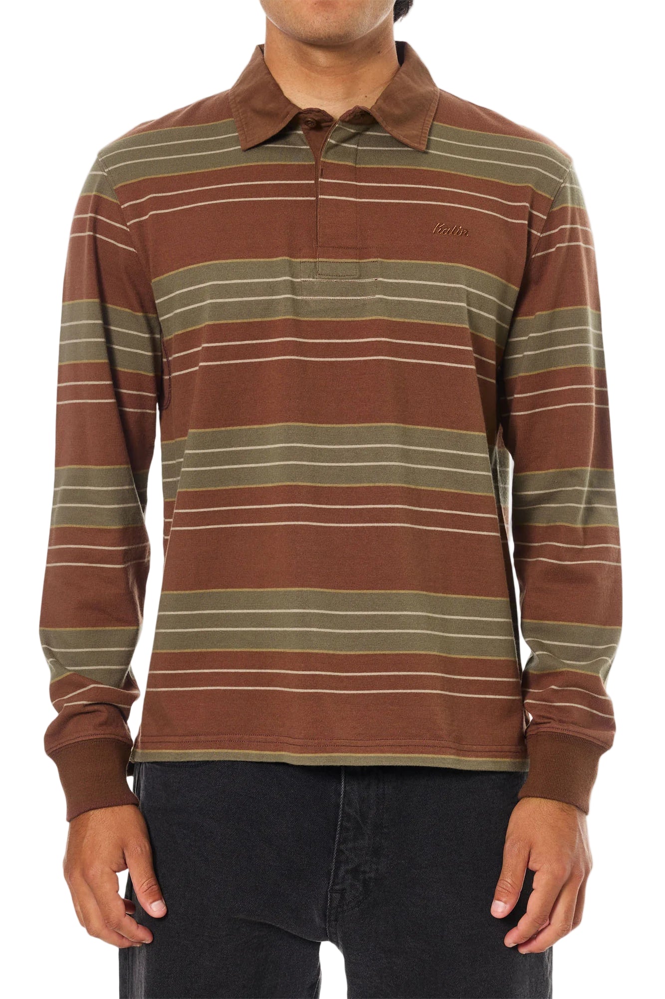 Katin Greg Long Sleeve Rugby Polo Mahogany