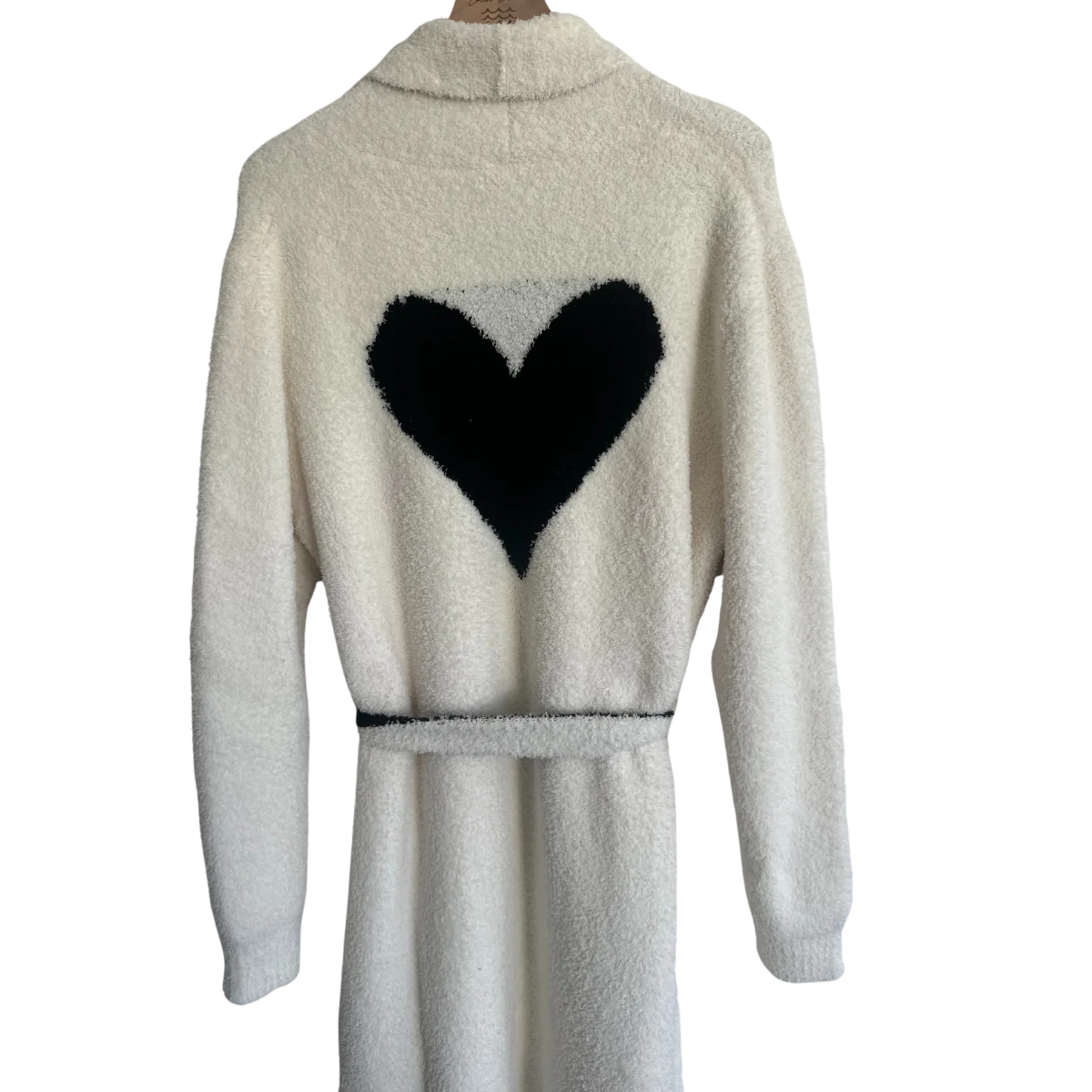 Local Beach Love Collection Heart Luxe Robe Cream/Black