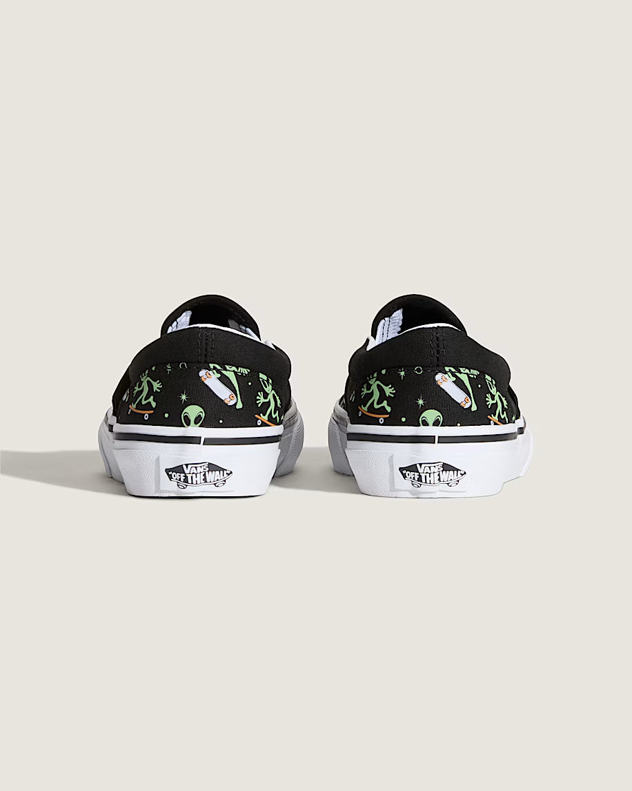 Vans Little Kids Classic Slip On Shoe Black / Green