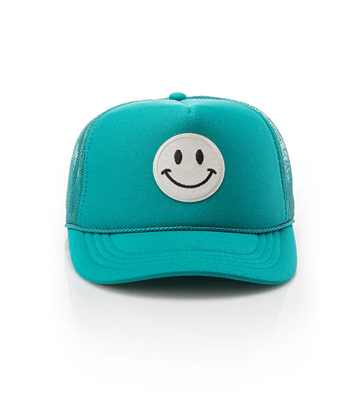 Local Beach Kids Glitter Smiley Face Hat Jade