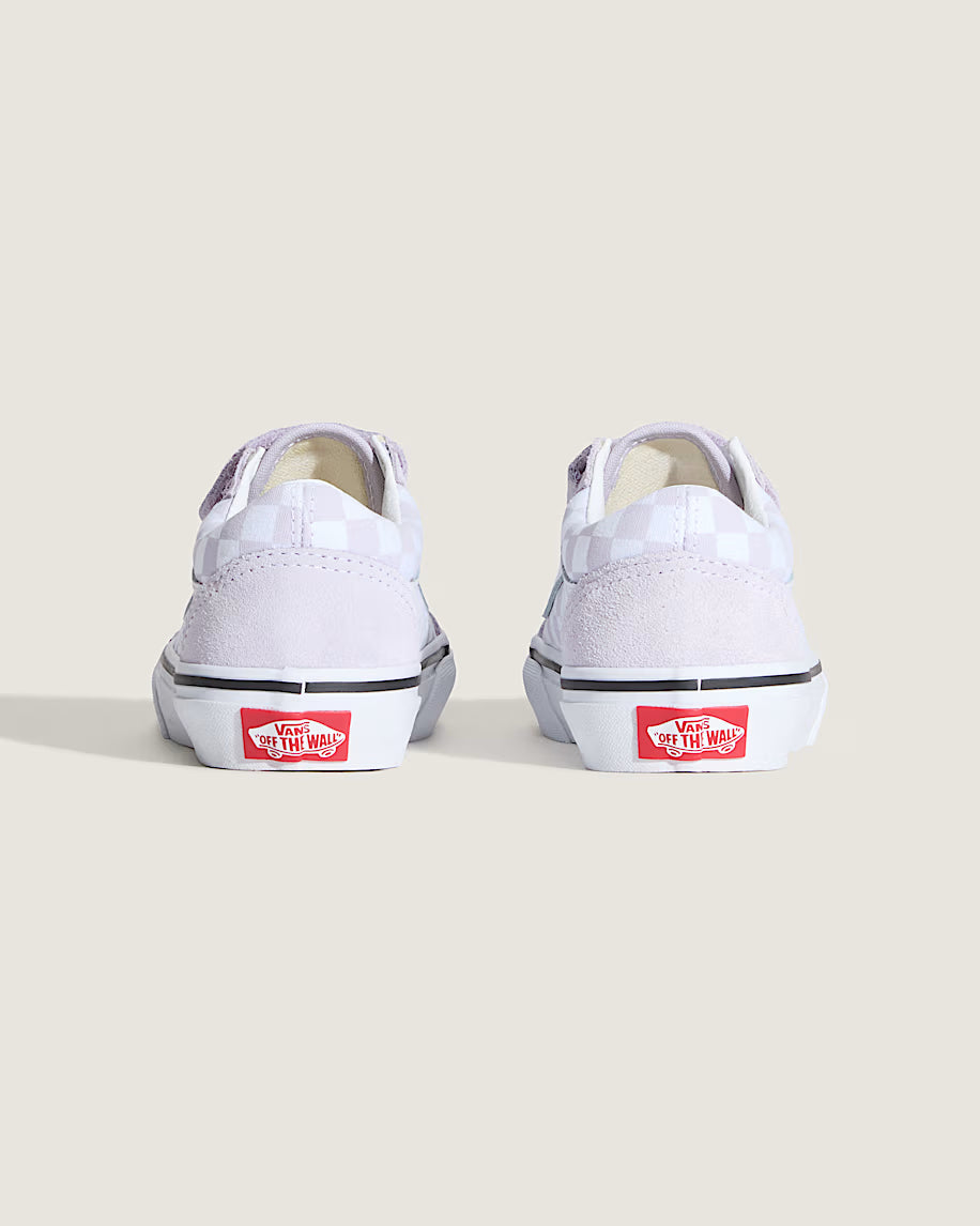 Vans Little Kids Old Skool V Checkerboard Lilac Mist Purple Shoe