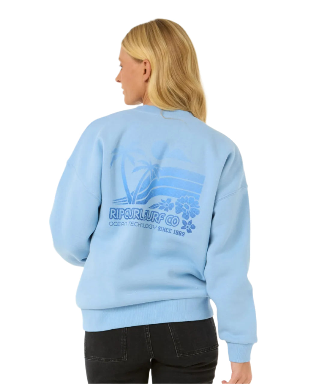 Rip Curl Women's Ocean Tech Heritage Crew Mid Blue