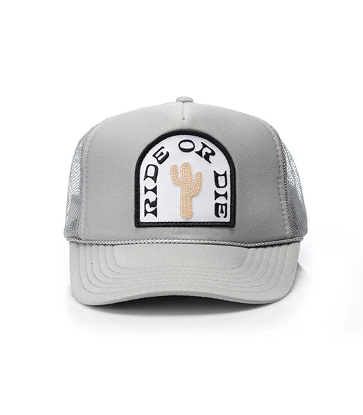 Local Beach Ride or Die Patch Trucker Hat Gray