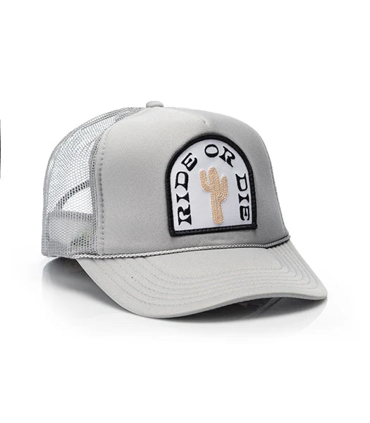 Local Beach Ride or Die Patch Trucker Hat Gray