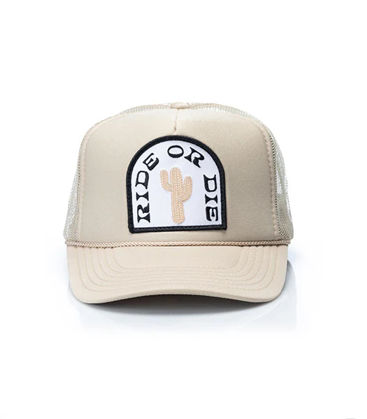Local Beach Ride or Die Patch Trucker Hat Khaki