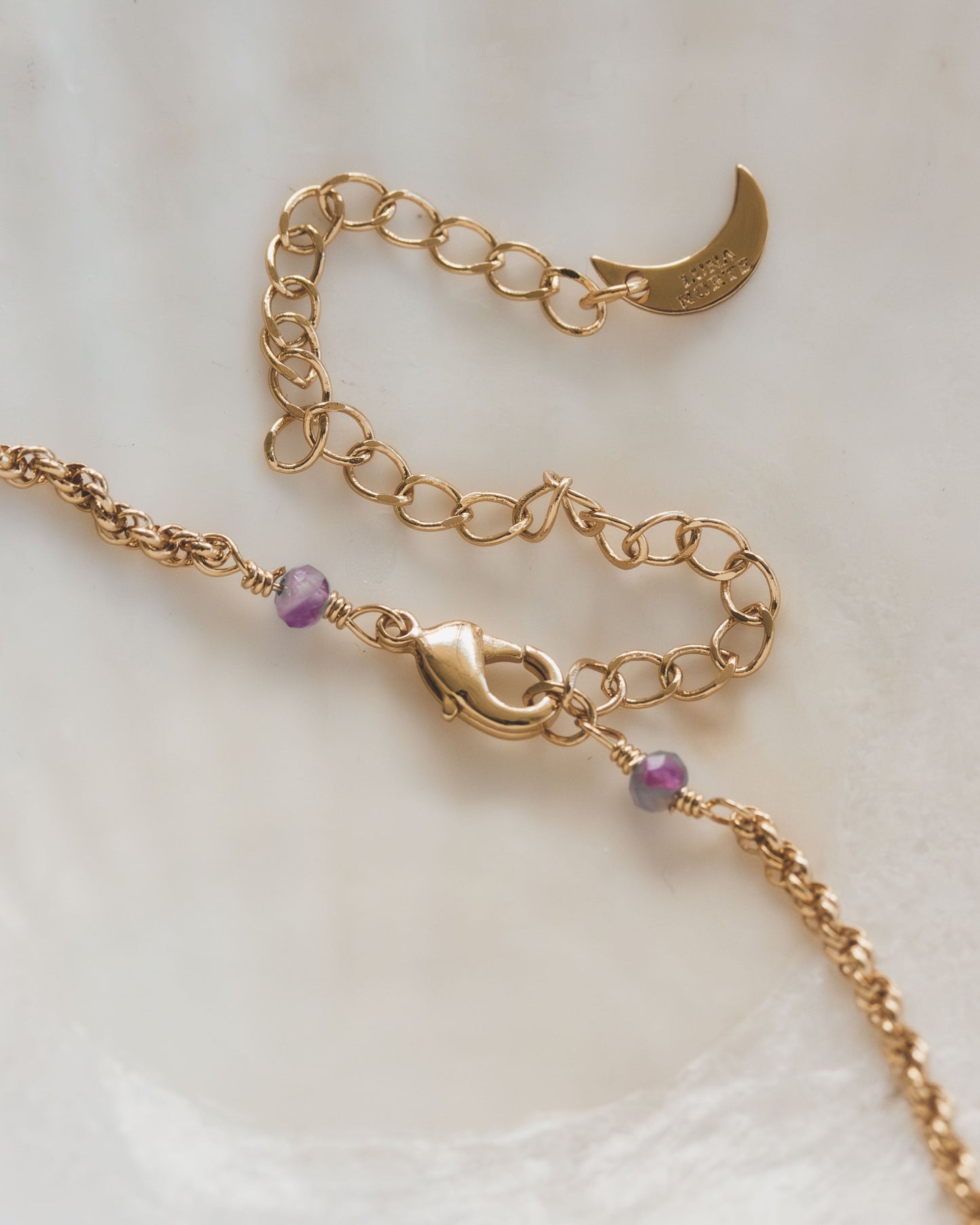 Riviera Bite Gemstone Charm Longer Length Necklace