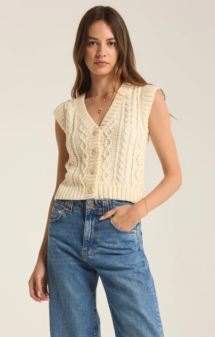 Z Supply Set Adrift Sweater Vest Sea Salt