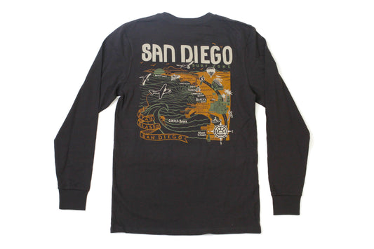 South Coast Mens SD Map Long-sleeved Tee