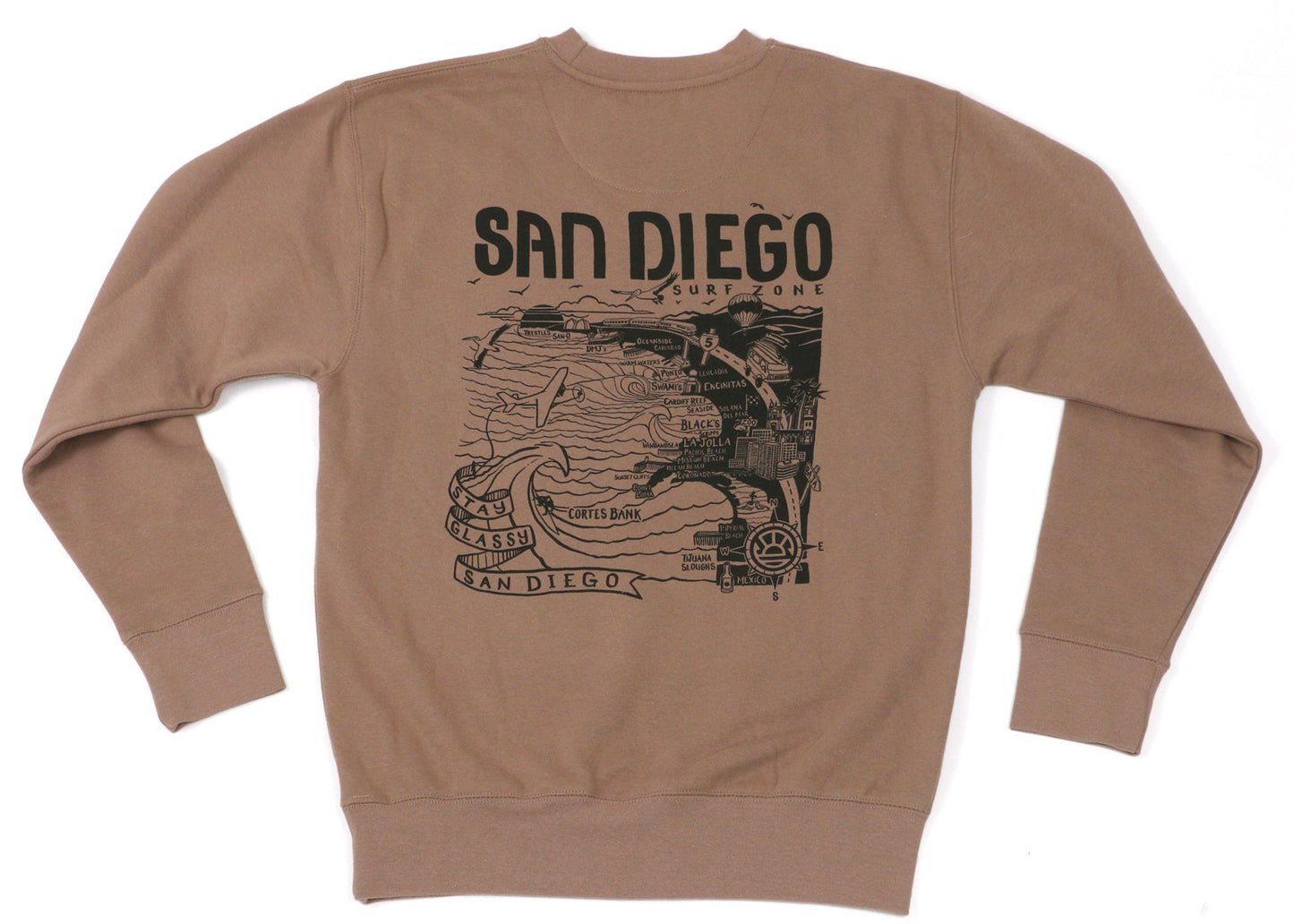 South Coast Unisex San Diego Map Crew fleece