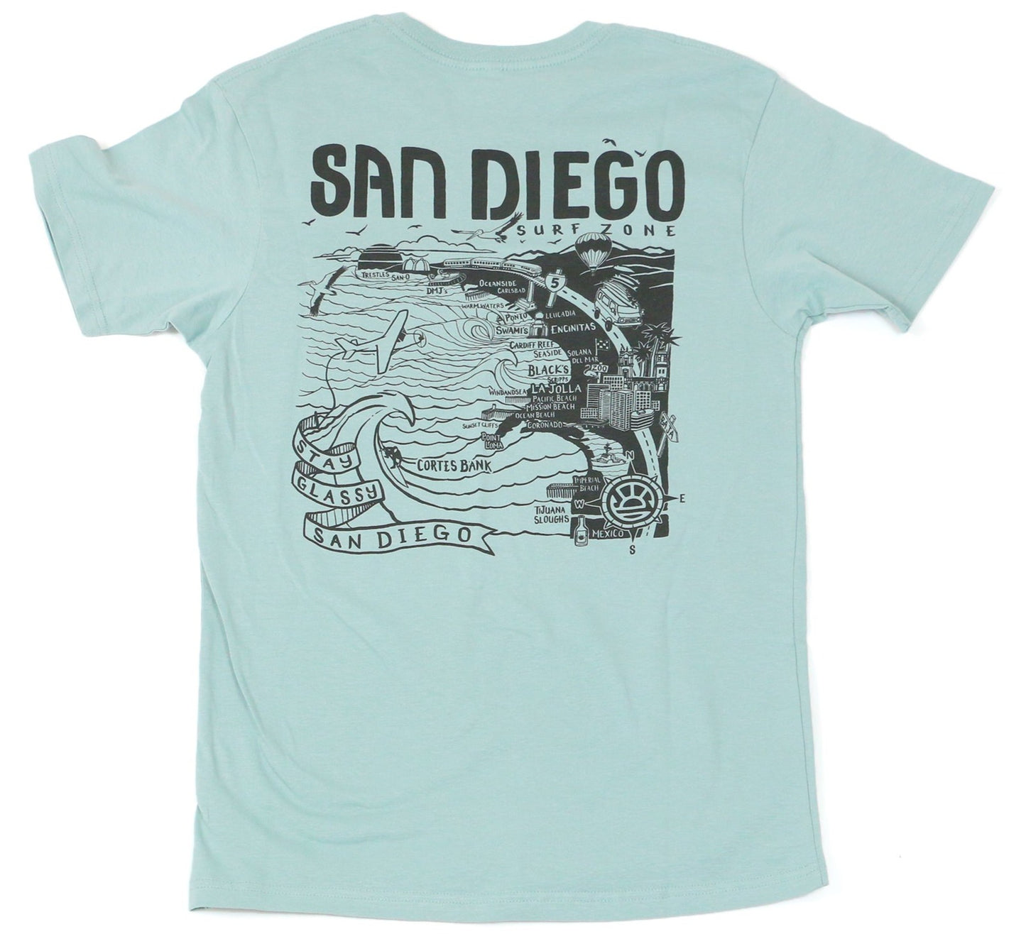 South Coast Mens SD Map Tee Sea Foam
