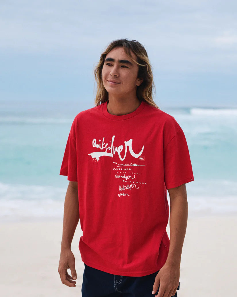 Quiksilver Men's Young Guns Impaired Short Sleeve Tee Salsa