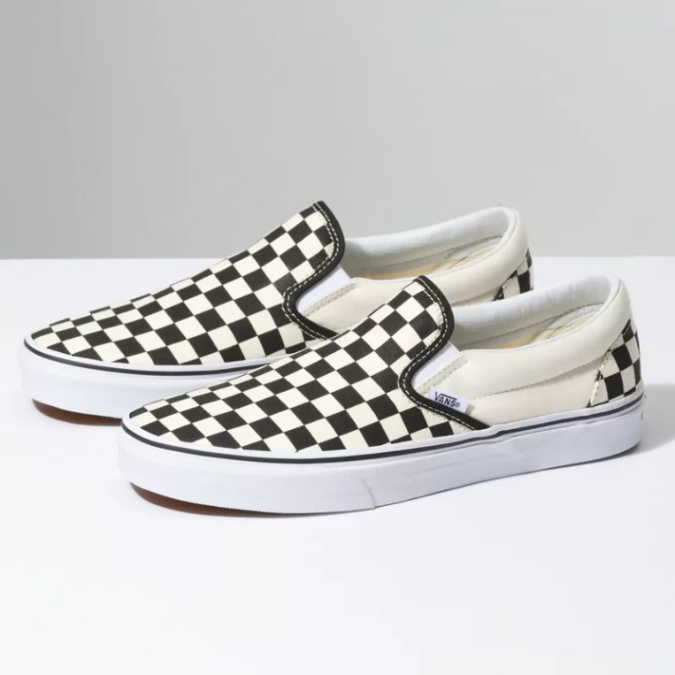 Vans Womens Classic Slip Black Checkerboard Shoes