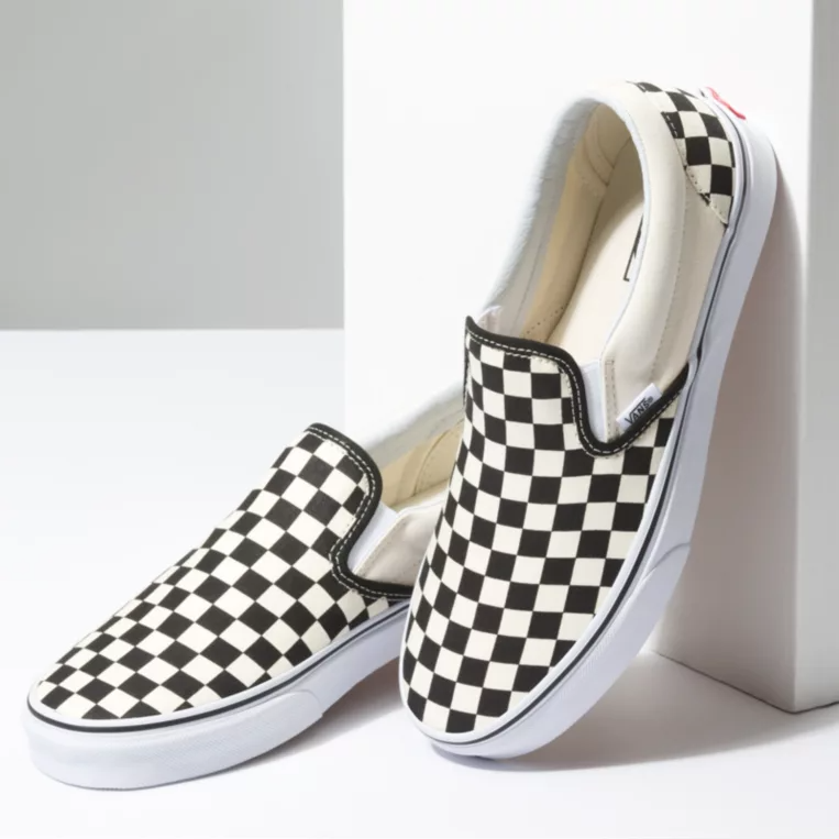 Vans Womens Classic Slip Black Checkerboard Shoes
