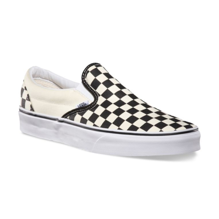 Vans Womens Classic Slip Black Checkerboard Shoes