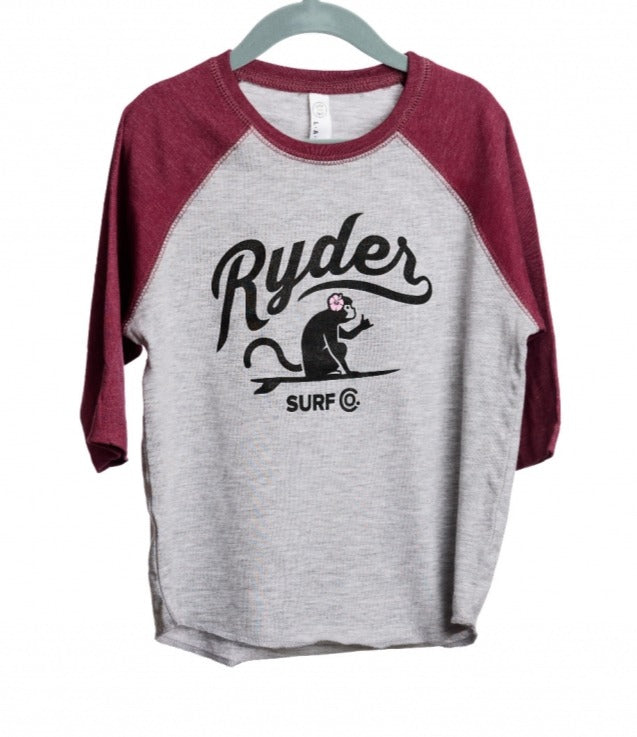 RYDER SURF KIDS FLOWER MONKEY BASEBALL TEE