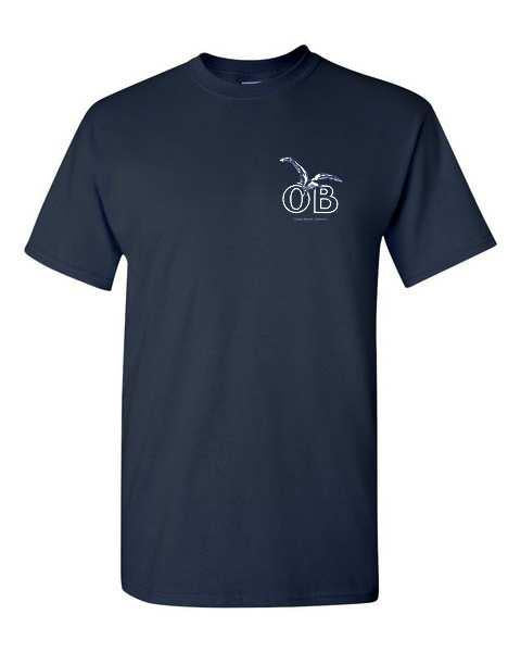 Peninsula Graphics Mens Ocean Beach Seagull T-Shirt Navy