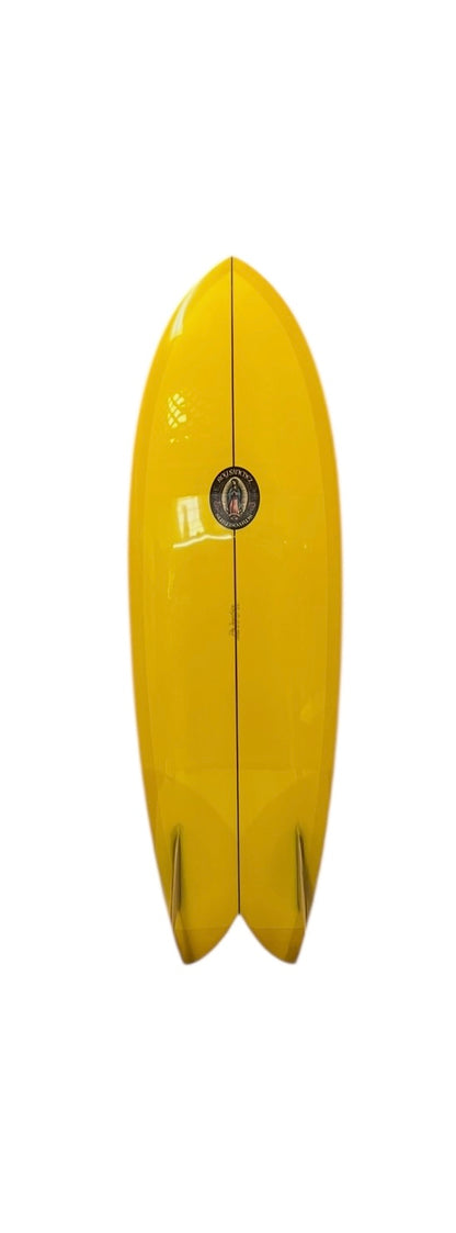 Roy Sanchez Wood Keel Fish Surfboard 5'10