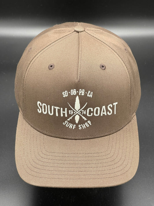 South Coast Adult Cross Logo Snapback Hat Brown