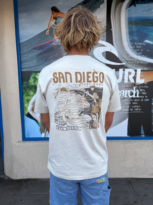 South Coast Mens SD Map Tee Bone