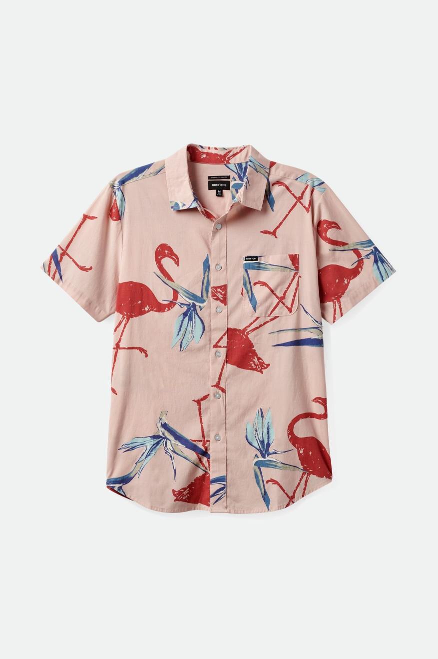Charter Print S/S Woven Shirt - Coral Pink/Dusty Cedar/Canal Blue
