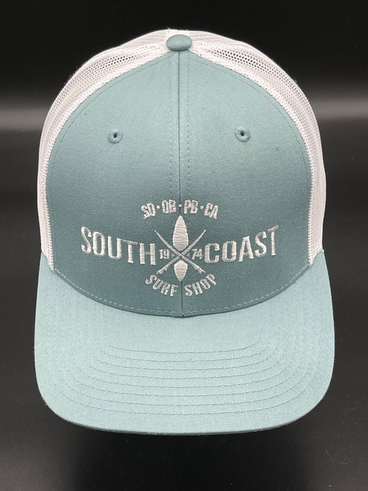 South Coast Adult Cross Logo Trucker Hat Smoke-White
