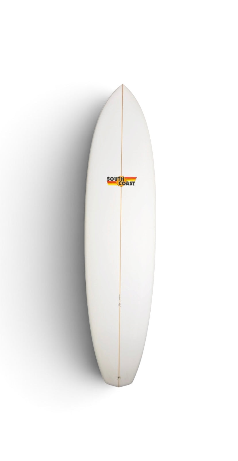 White board with Yellow and Orange South Coast logo center top of board.