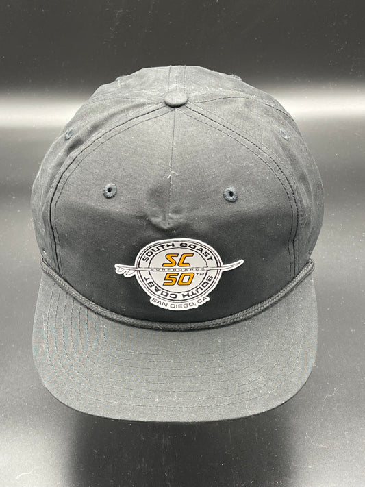 South Coast Adult 50th snapback 5 Panel Hat Black