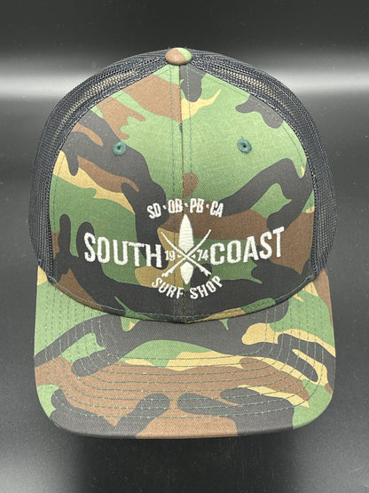 South Coast Adult Cross Logo Trucker Hat CAMO